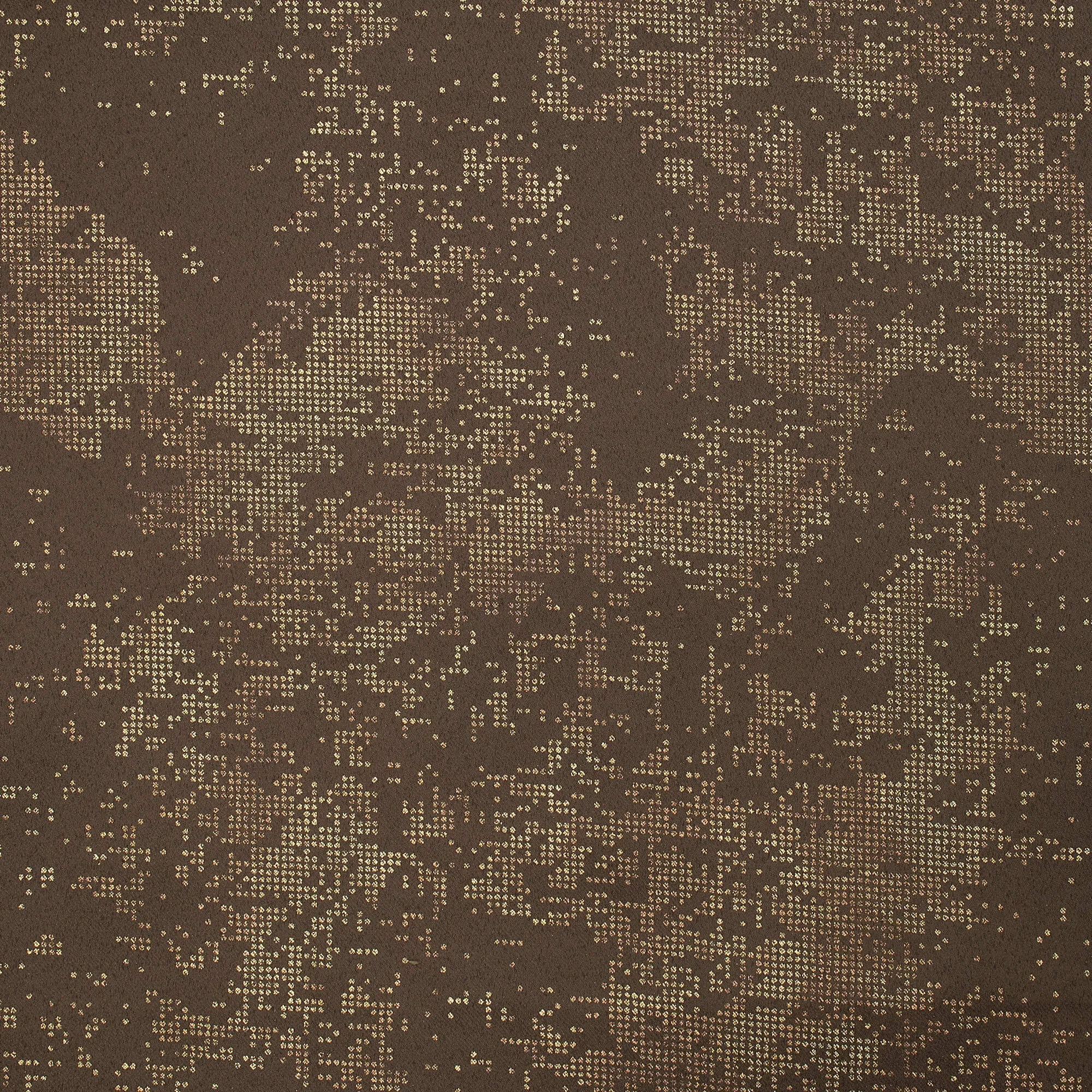 Spice Brown Golden Dots Geometric Pattern Premium Curtain Fabric (Width 54 Inches)