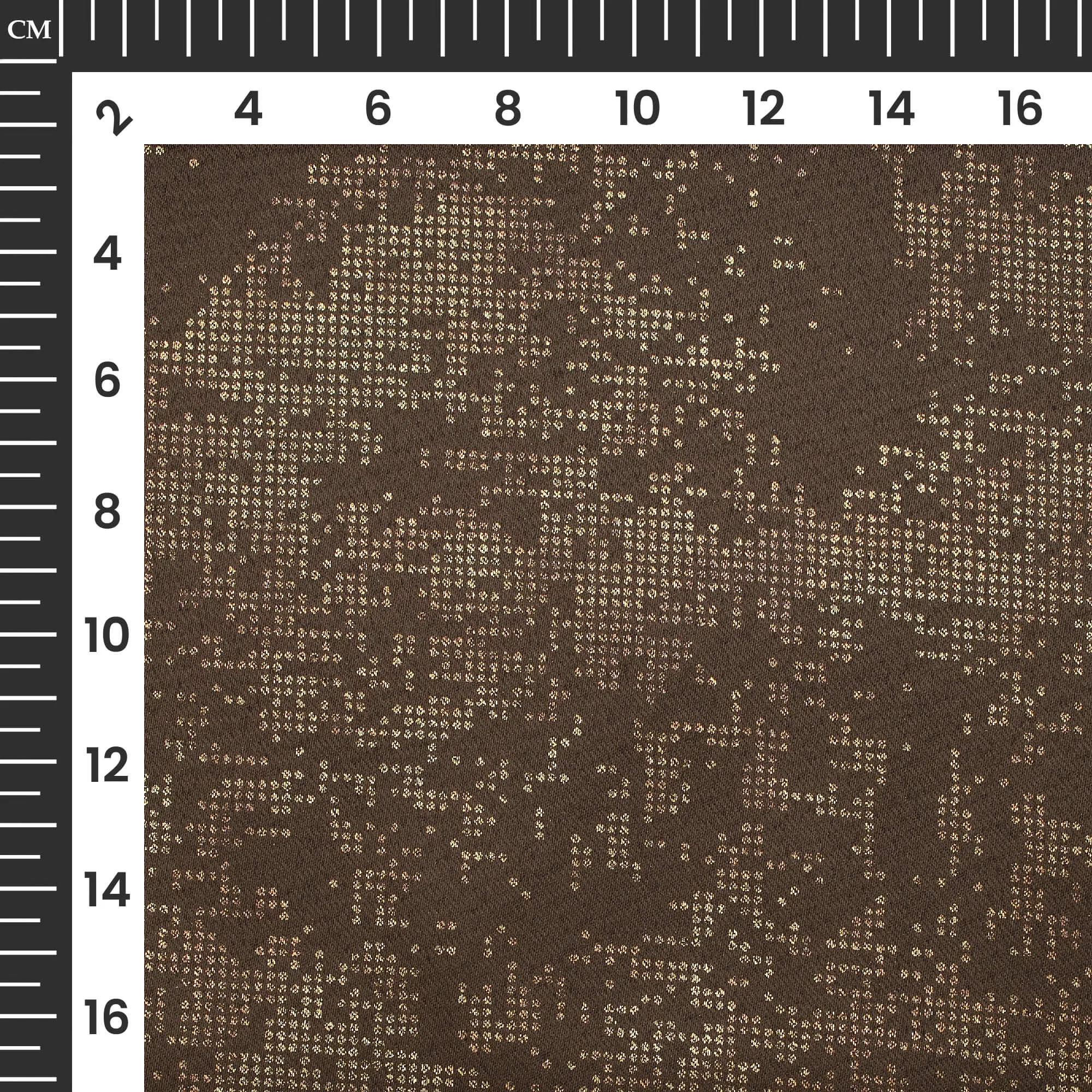 Spice Brown Golden Dots Geometric Pattern Premium Curtain Fabric (Width 54 Inches)