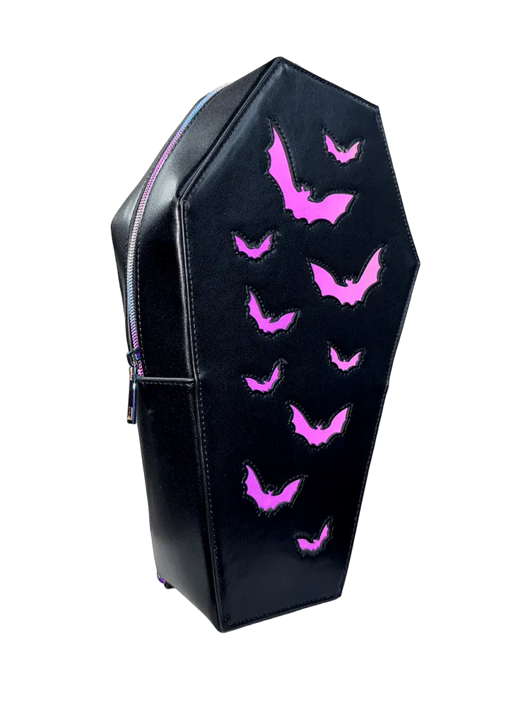 STRANGE CVLT HAUNT BAT COFFIN BACKPACK - BLACK/REFLECTIVE