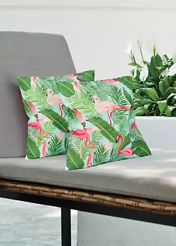 Streetwize Pair of Flamingo Leaf Cushions | Kaleidoscope