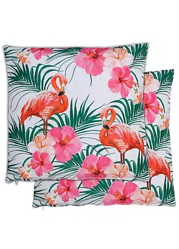 Streetwize Pair of Flamingo Palm Print Scatter Cushions | Kaleidoscope