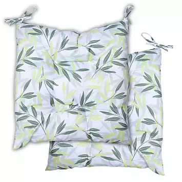 Streetwize Pair of Green/Grey Leaf Print Seat Cushions | Kaleidoscope