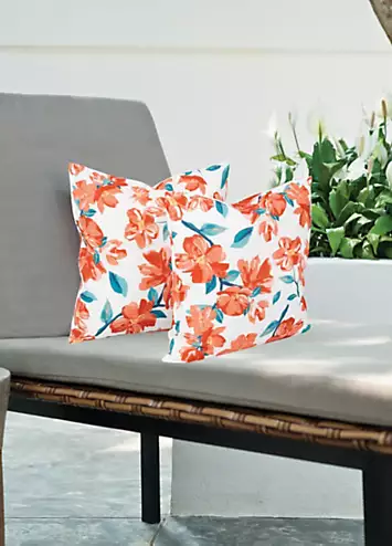 Streetwize Pair Red Leaf Tropical Cushions | Kaleidoscope