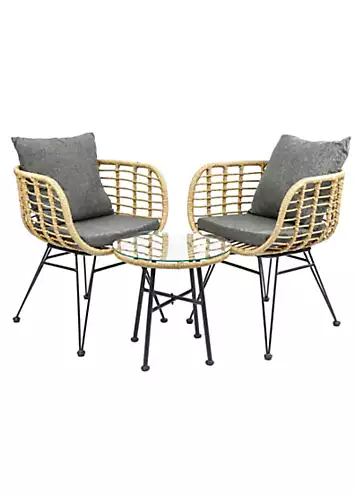 Streetwize Wicker Bistro Set with Grey Cushions | Kaleidoscope