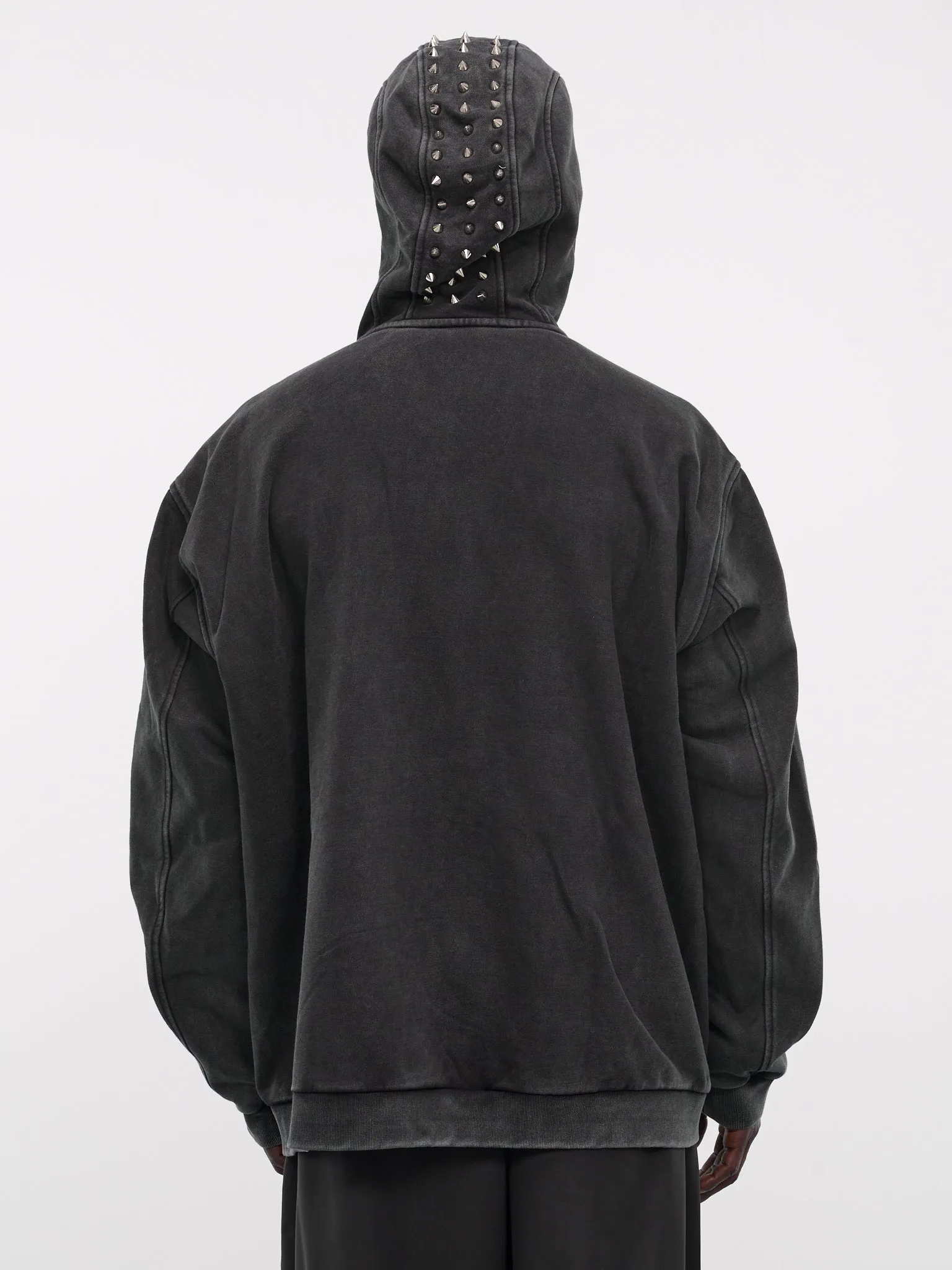 Studded Mohawk Zip-Up Hoodie (TJ2-24-857-U-BK-BLACK)