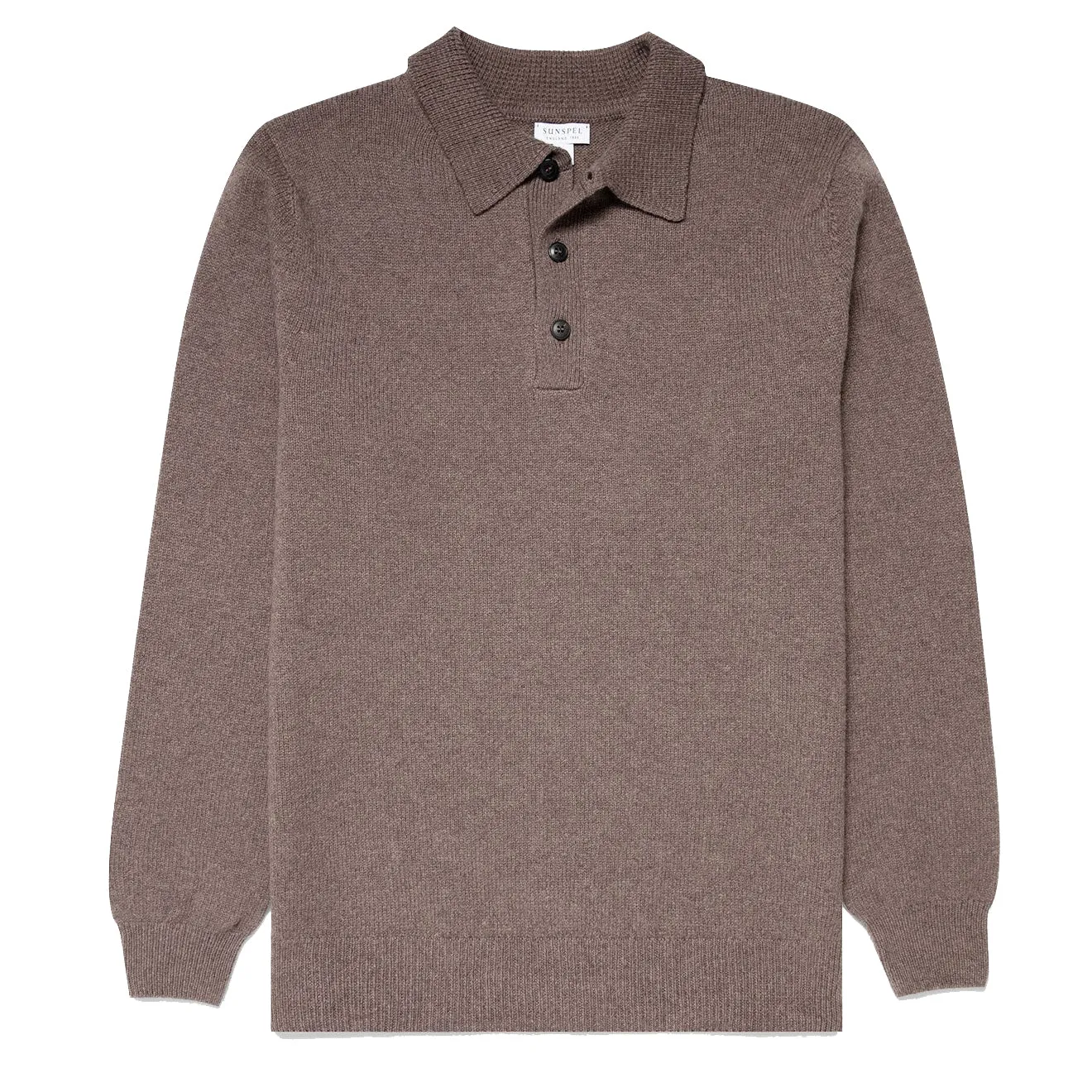 Sunspel Lambswool Polo Shirt Cedar