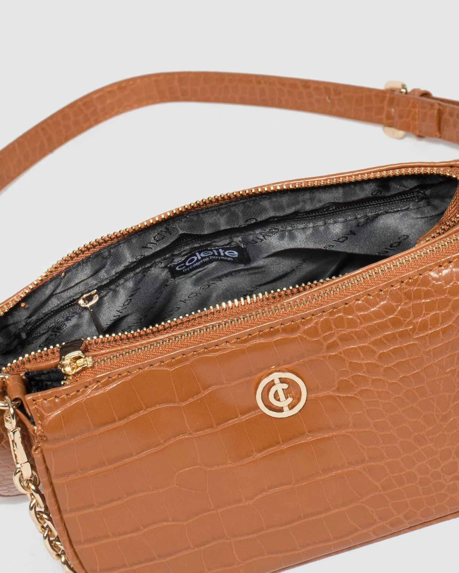 Tan Vivian Chain Crossbody Bag