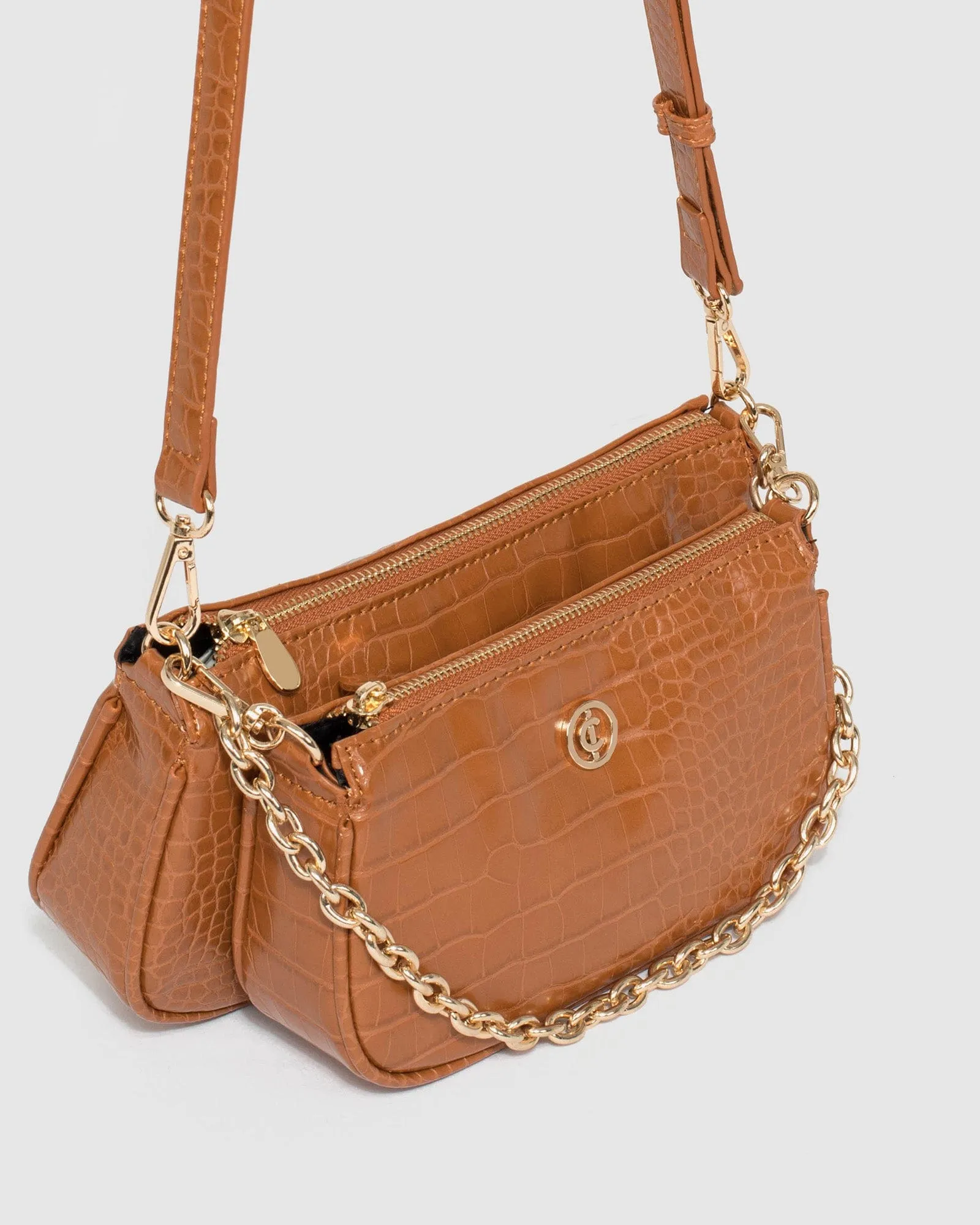 Tan Vivian Chain Crossbody Bag