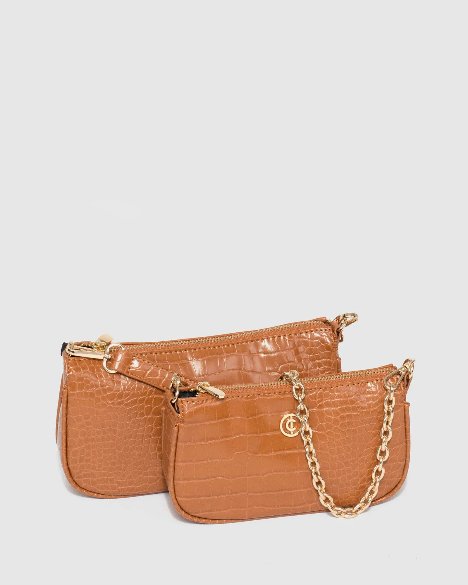 Tan Vivian Chain Crossbody Bag