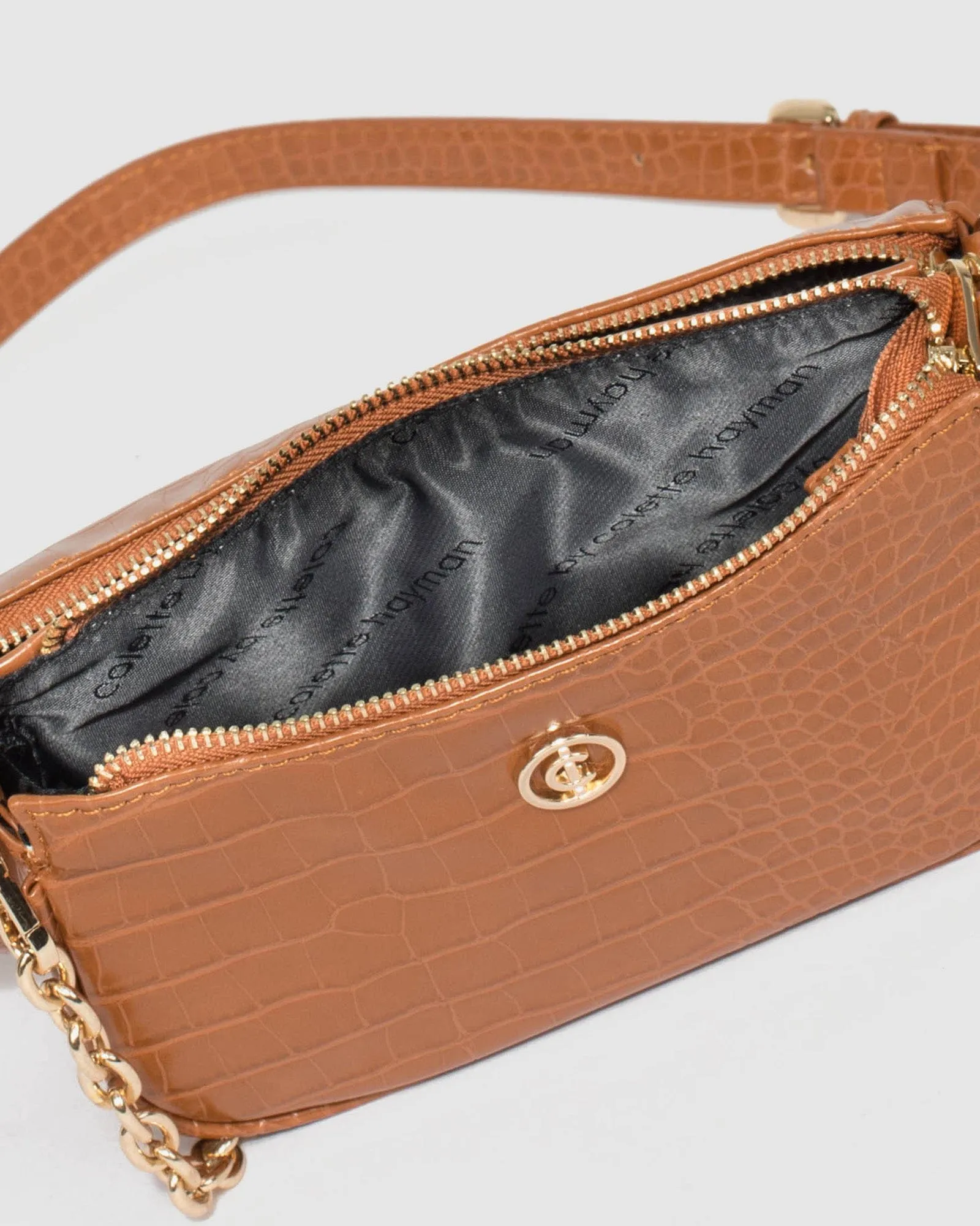 Tan Vivian Chain Crossbody Bag