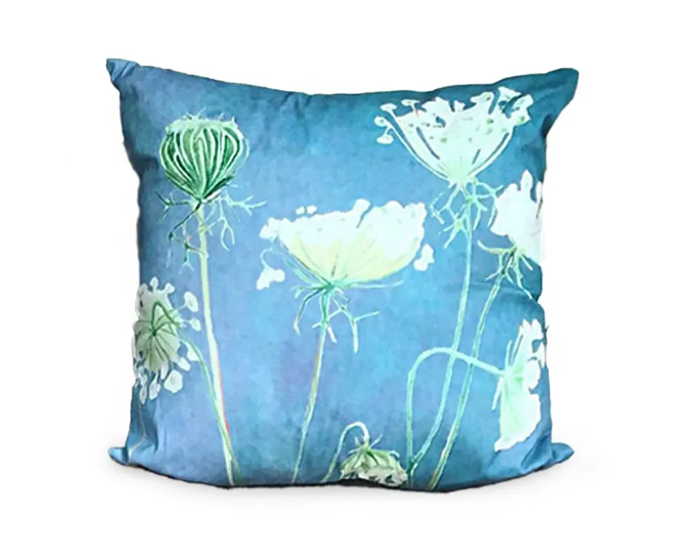 Throw Pillow - Queen Anne's Lace on Teal