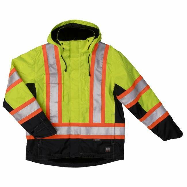 Tough Duck Men's Fleece Lined Safety Jacket in Fluorescent Green