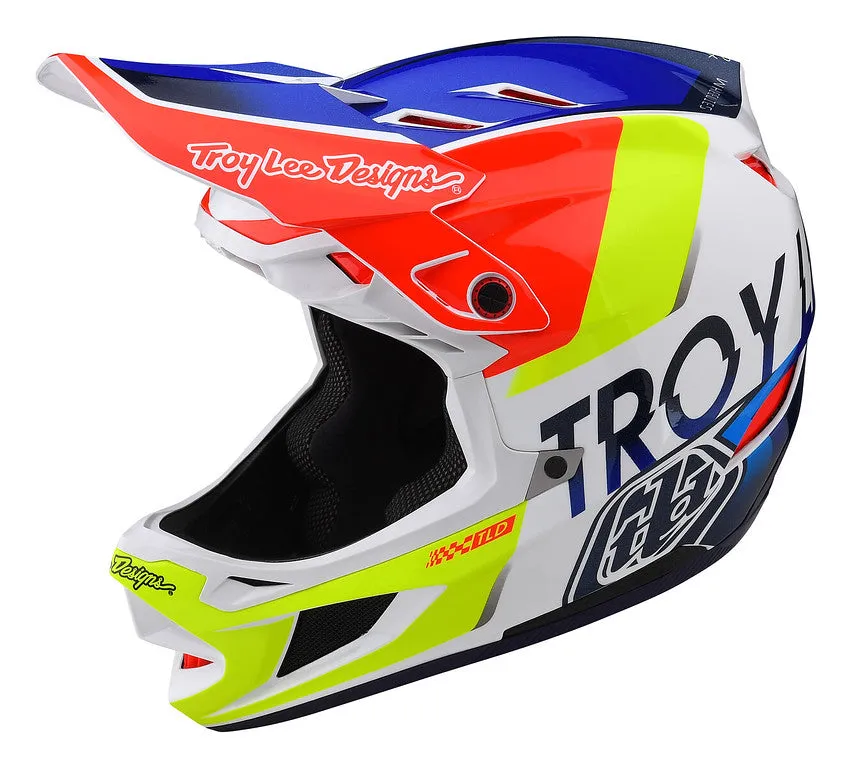 Troy Lee Designs D4 Composite Full Face Helmet - Qualifier - White-Blue - 2022