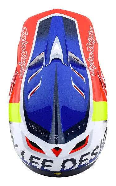 Troy Lee Designs D4 Composite Full Face Helmet - Qualifier - White-Blue - 2022