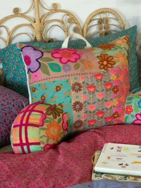 Tufted Backrest Pillow - Floral Patchwork