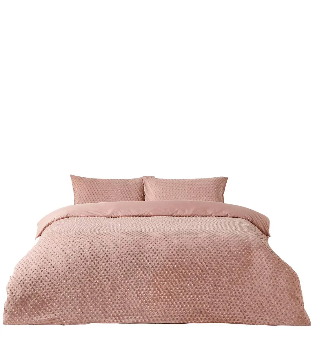 Tufted polka dot duvet cover set blush The Linen Yard