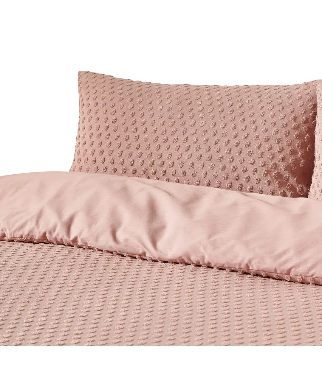 Tufted polka dot duvet cover set blush The Linen Yard