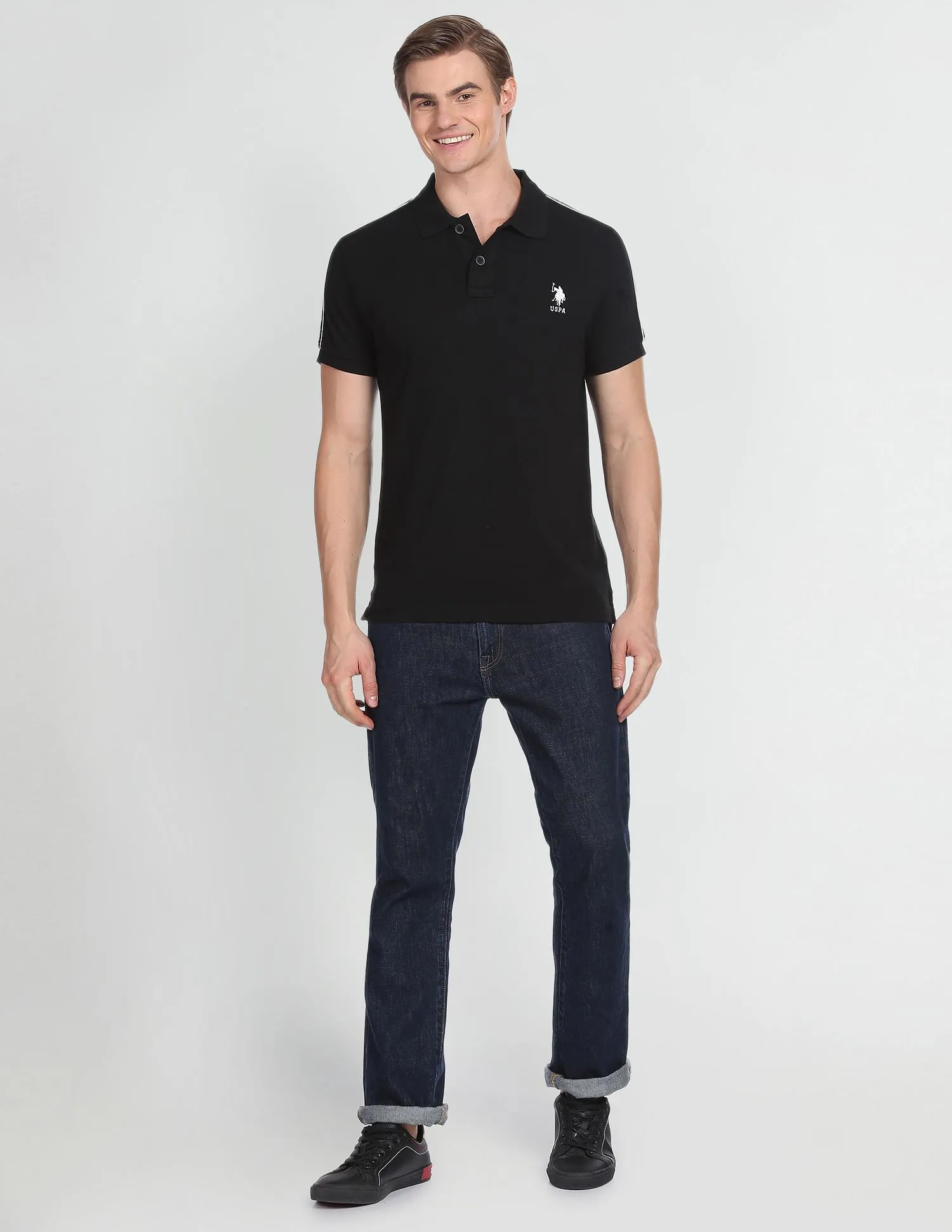 U.S. Polo Assn. Denim Co. Brand Tape Pique Polo Shirt