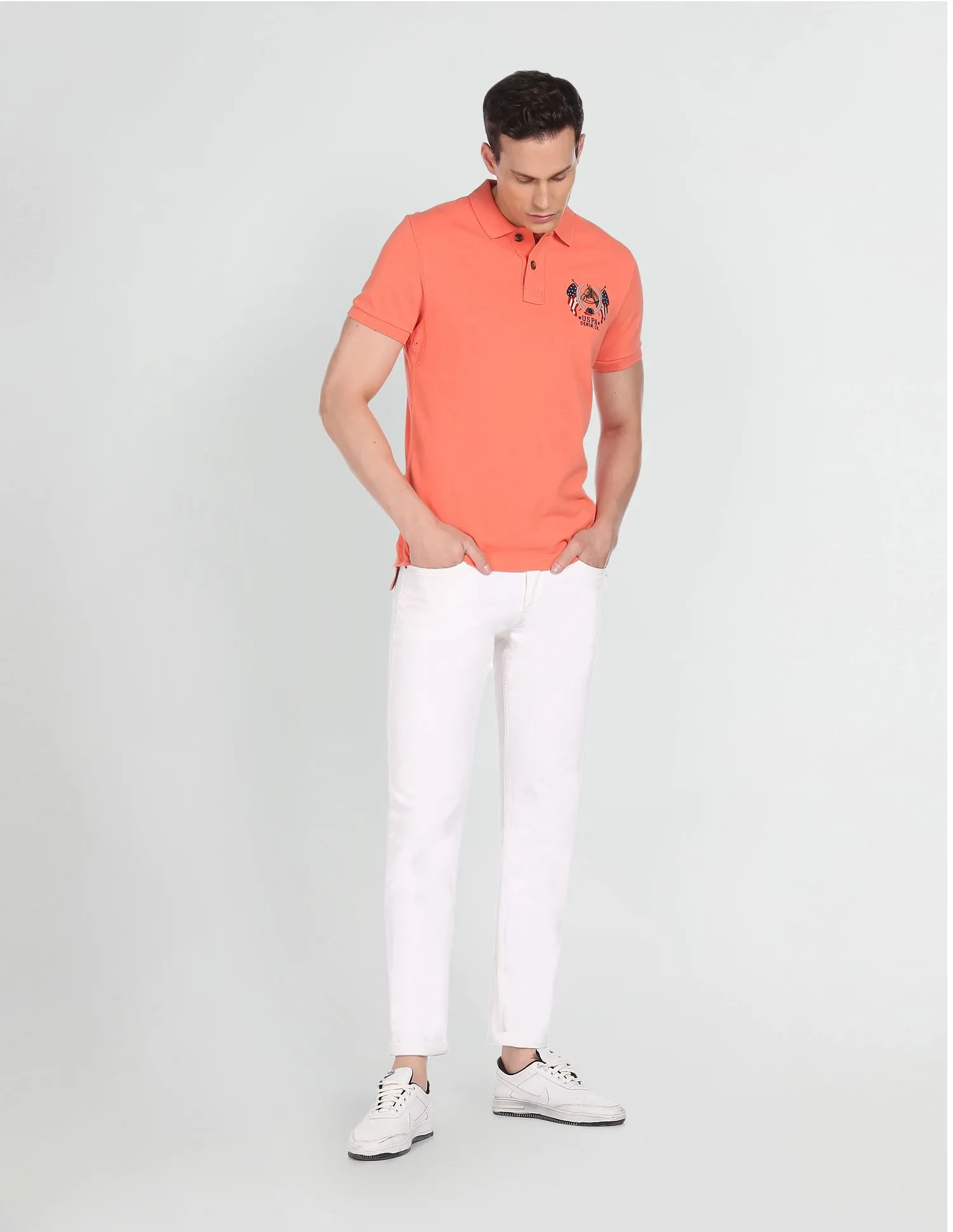 U.S. Polo Assn. Denim Co. Cotton Solid Polo Shirt