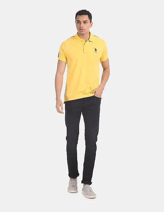 U.S. Polo Assn. Yellow Brand Taping Patterned Knit Polo Shirt