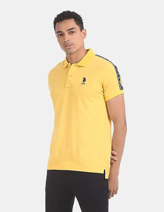 U.S. Polo Assn. Yellow Brand Taping Patterned Knit Polo Shirt