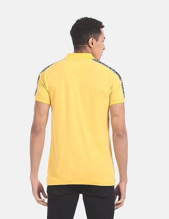 U.S. Polo Assn. Yellow Brand Taping Patterned Knit Polo Shirt