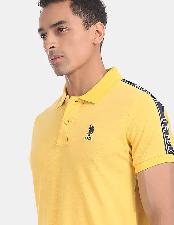 U.S. Polo Assn. Yellow Brand Taping Patterned Knit Polo Shirt