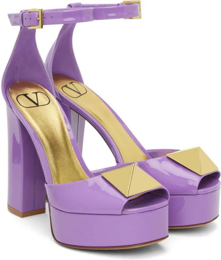 Valentino Garavani Purple One Stud Platform Sandals