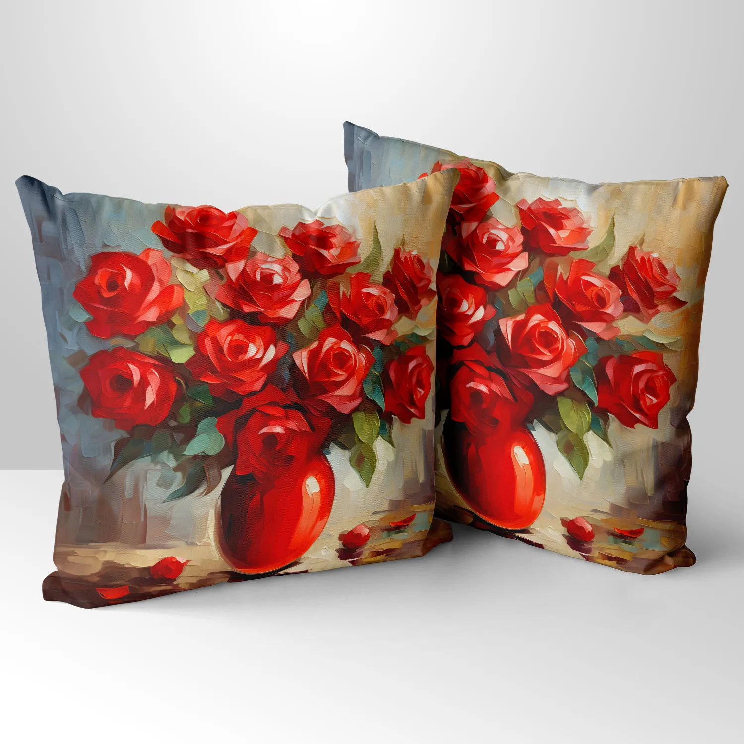 Vermilion Vitality Hand Made Poly Linen Cushions, Linen