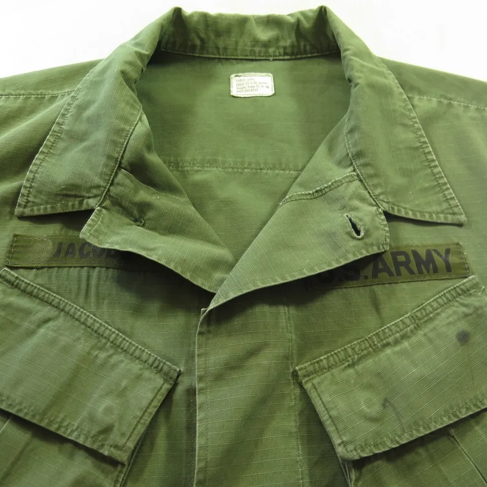 Vintage 60s Vietnam Era Field Jacket L Long OG-107 Poplin Ripstop Military