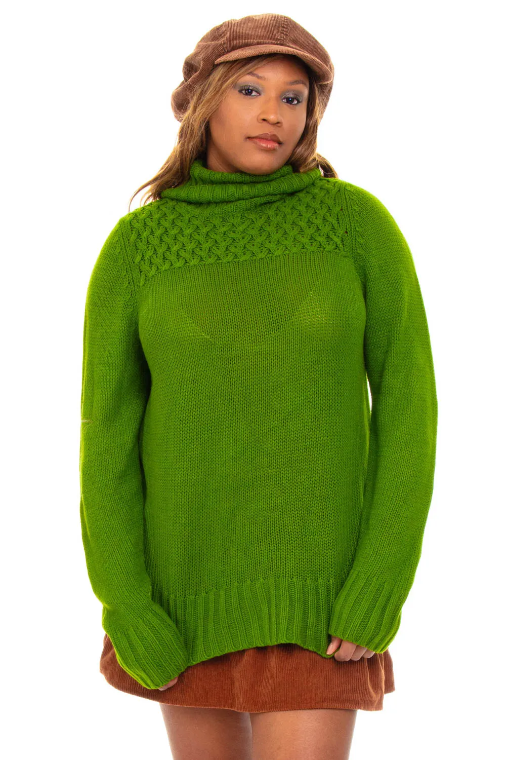 Vintage Y2K Fern Green Turtle Neck Sweater - OSFM