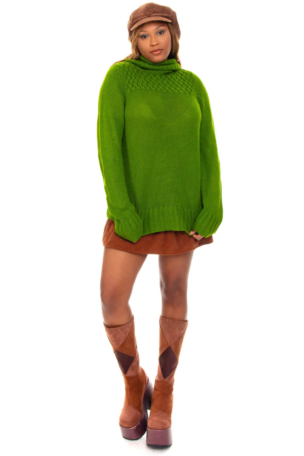 Vintage Y2K Fern Green Turtle Neck Sweater - OSFM