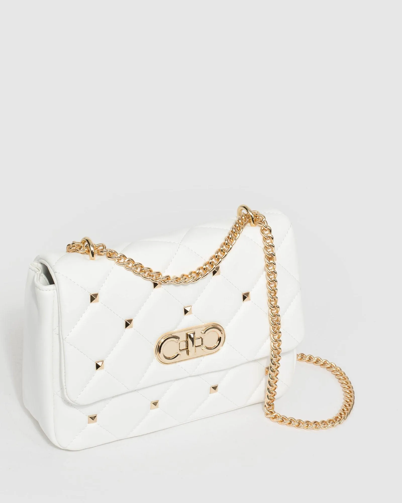 White Amillia Studed Crossbody Bag