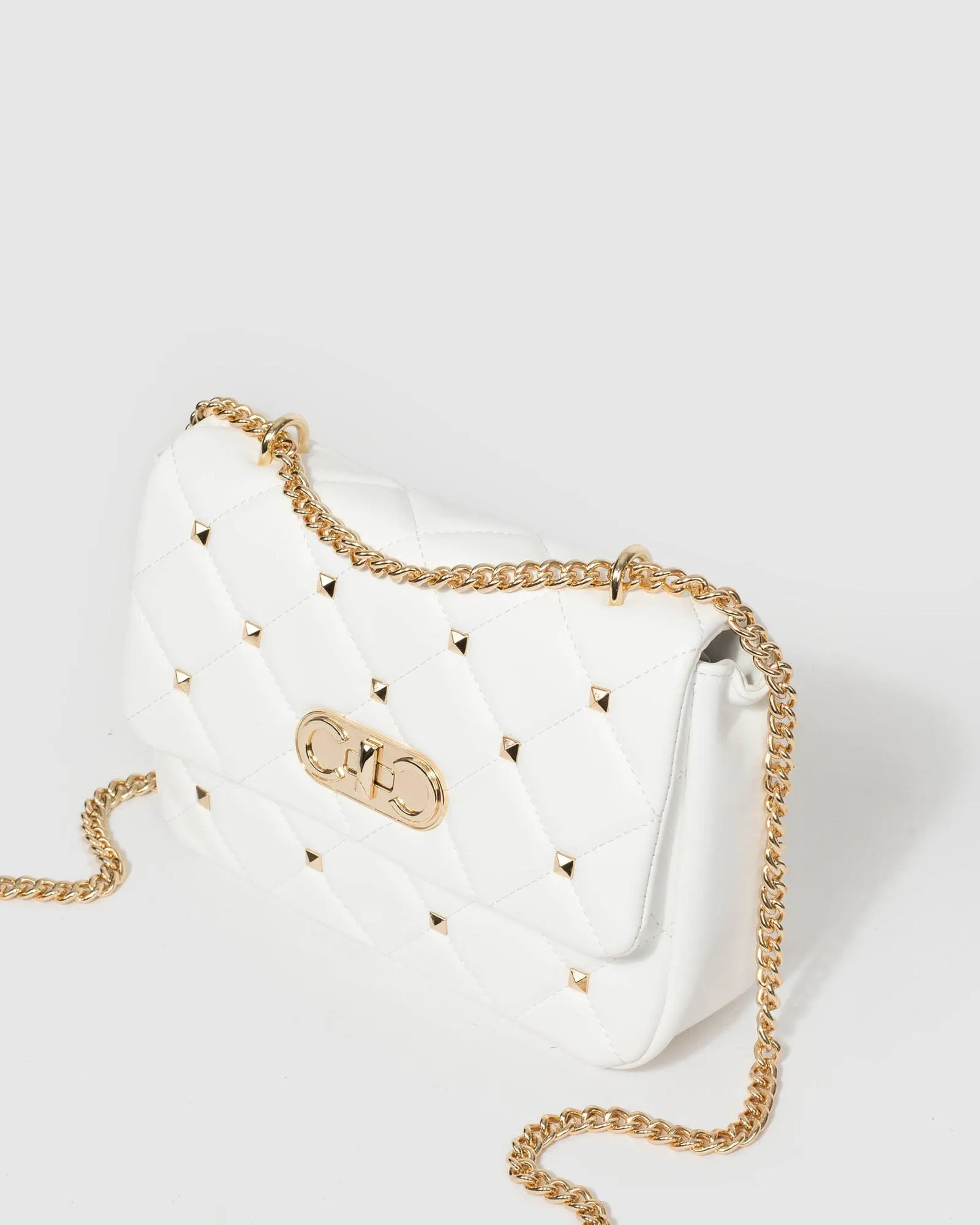 White Amillia Studed Crossbody Bag