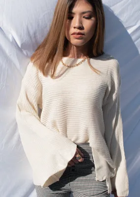 White Bell Sleeve Sweater