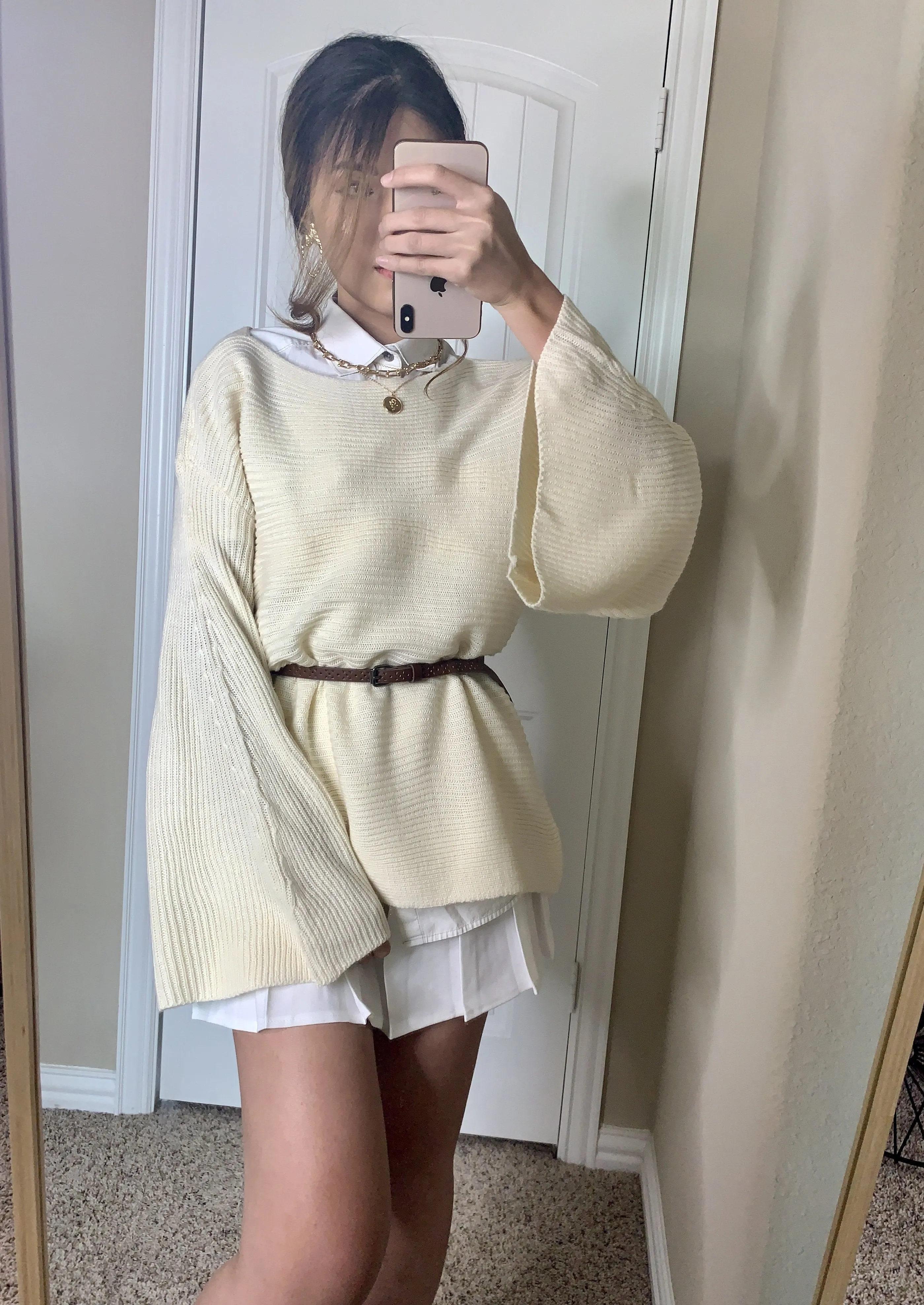 White Bell Sleeve Sweater