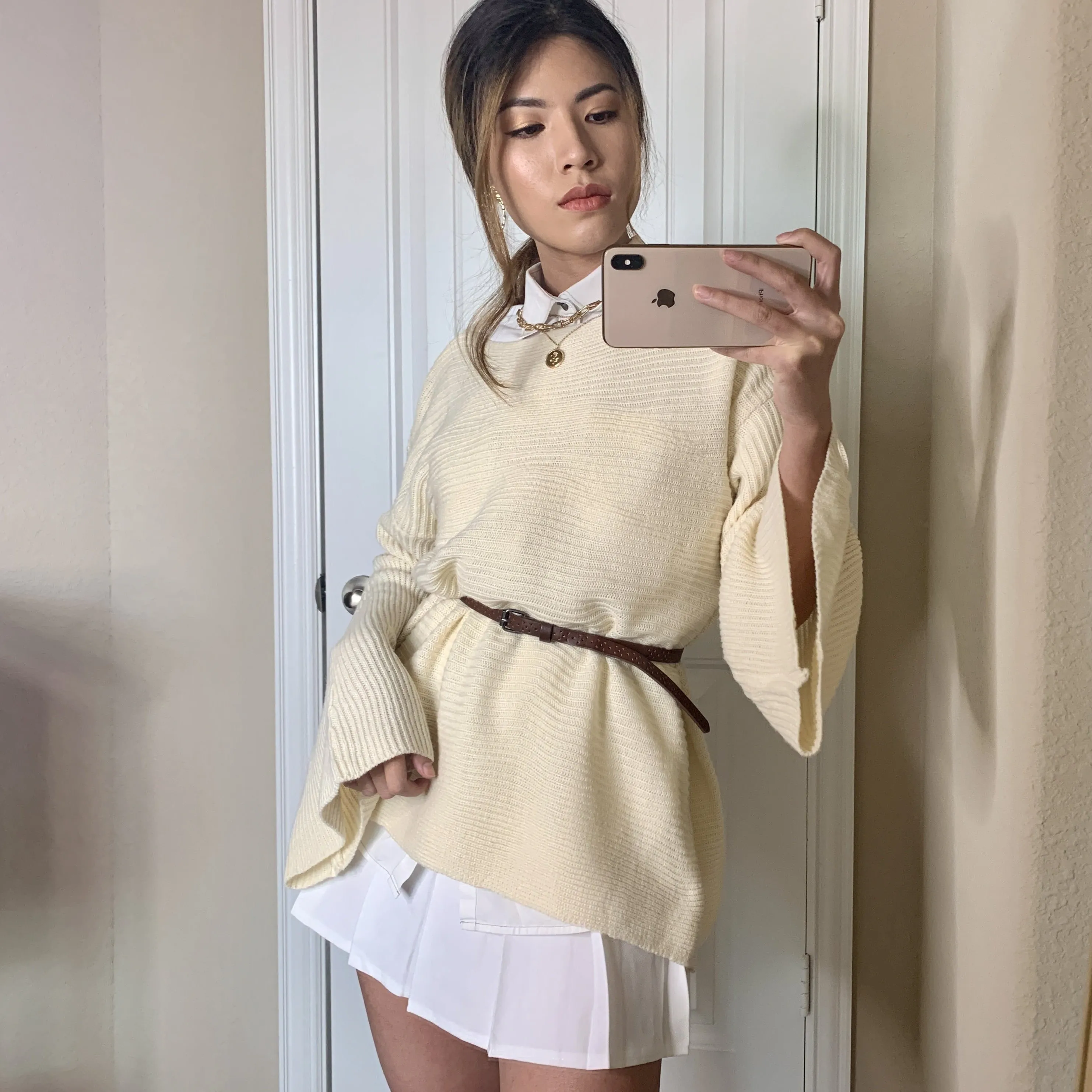 White Bell Sleeve Sweater