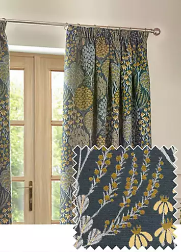 Wylder Nature Ophelia Pencil Pleat Lined Jacquard Curtains | Kaleidoscope